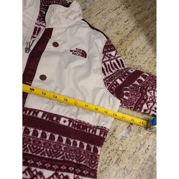 The North Face Aztec Fleece Half Zip Sz Large Womens L Maroon/Purple Cream - Picture 3 of 16